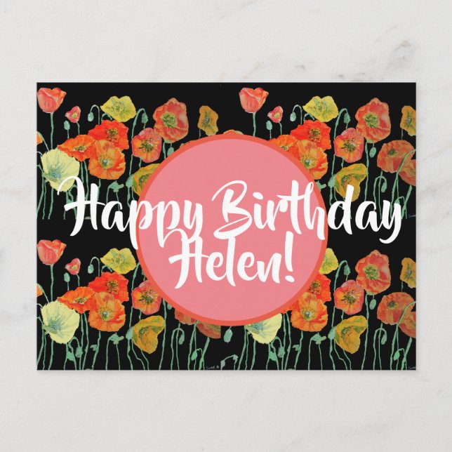 Happy Birthday Poppy Blumendamen Name Postcard Postkarte (Vorderseite)