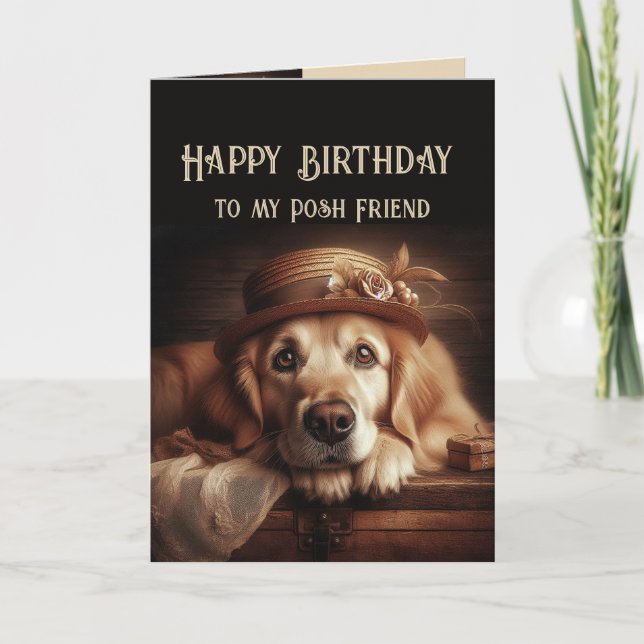 Happy Birthday Posh Friend Spaß gut gekleidet Hund Karte (Vorderseite)