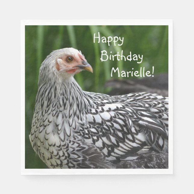 Happy Birthday Posing Chicken Serviette (Vorderseite)