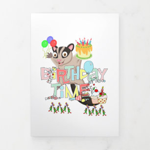 Happy Birthday Possum Cake Tri-Fold Card Dreifach Gefaltete Karte