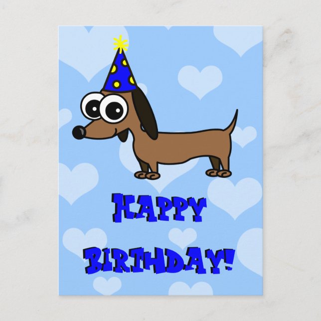 Happy Birthday Postcard - Dackel Postkarte (Vorderseite)