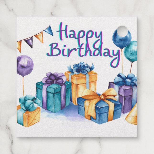 Happy Birthday Postcard Geschenkanhänger (Rückseite)