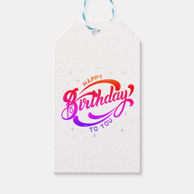 Happy Birthday Postcard Geschenkanhänger (Vorderseite)