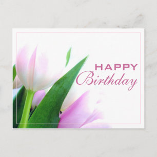 Happy Birthday Postcard mit Tulips Foto Postkarte