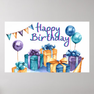Happy Birthday Postcard Poster