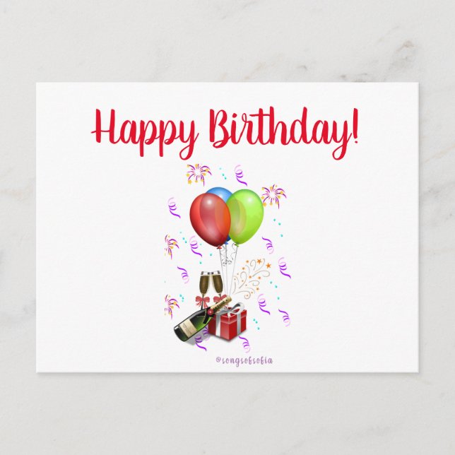 Happy Birthday Postcard Postkarte (Vorderseite)