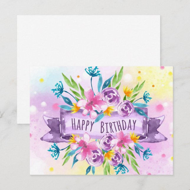 Happy Birthday Postcard Postkarte ("Happy Birthday Floral Postcards")