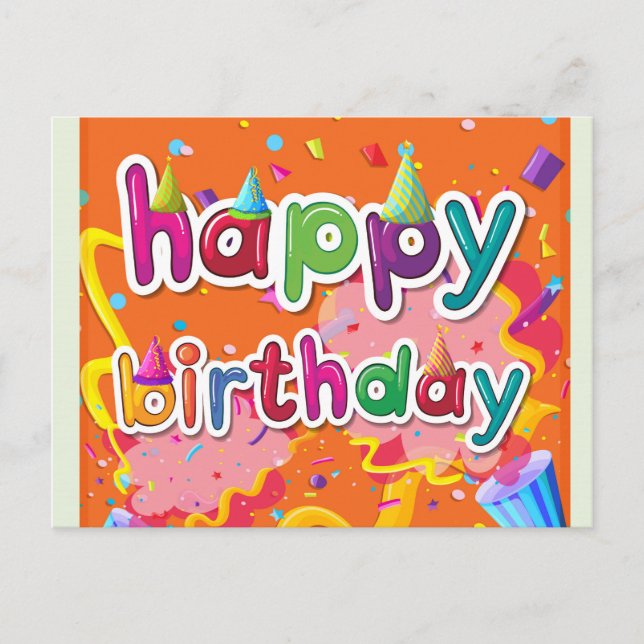 Happy Birthday Postcard Postkarte (Vorderseite)
