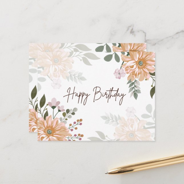 Happy Birthday Postcard Postkarte (Vorderseite/Rückseite Beispiel)