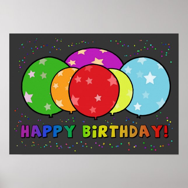Happy Birthday Poster Rainbow Balloons (Vorne)