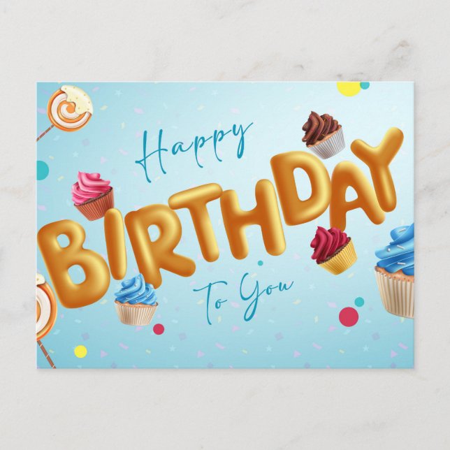 Happy Birthday Postkarte (Vorderseite)
