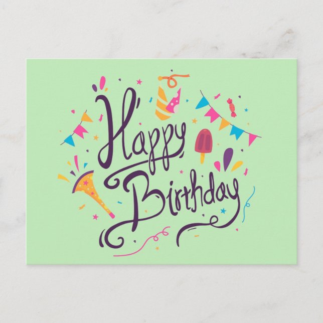 Happy Birthday Postkarte (Vorderseite)