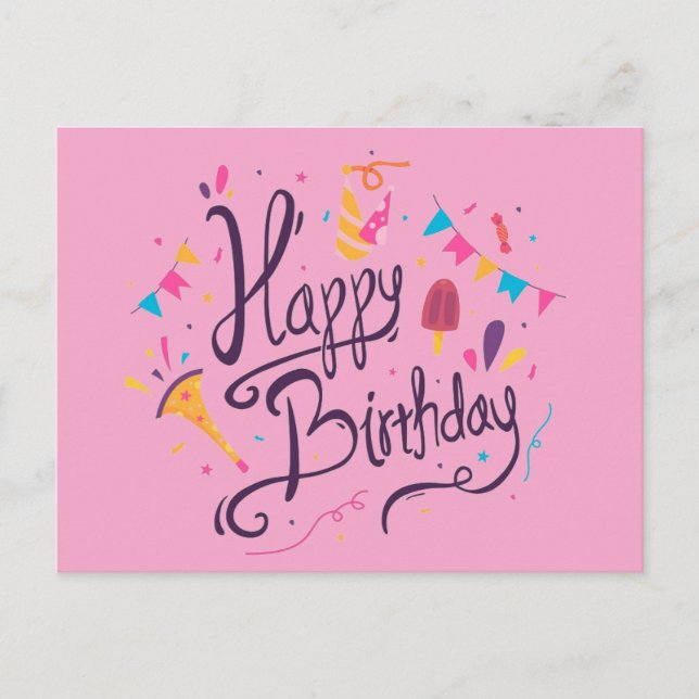 Happy Birthday Postkarte (Vorderseite)