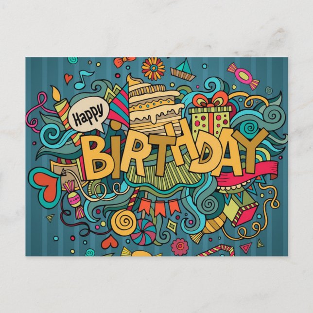 Happy Birthday Postkarte (Vorderseite)