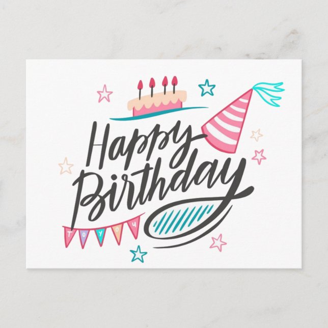 Happy Birthday Postkarte (Vorderseite)
