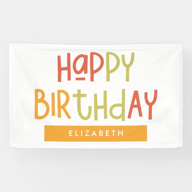Happy Birthday Preppy Playful Fun Einfache Begrüßu Banner (Horizontal)