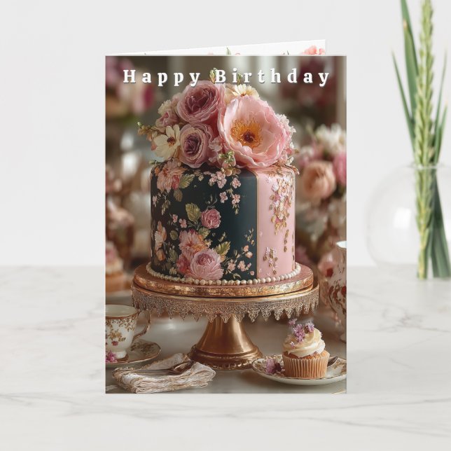 Happy Birthday Pretty Pink Peonies & Roses Karte (Vorderseite)