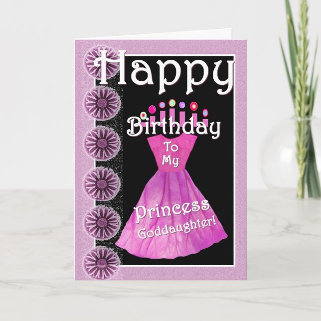 Happy Birthday Princess Godtoine - Rosa Kleid Karte (Vorderseite)