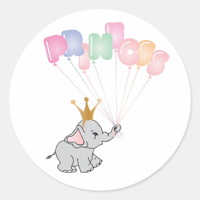 Happy Birthday Princess Images Baby Elephant Runder Aufkleber (Vorderseite)