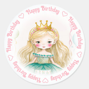 Happy Birthday Princess Runder Aufkleber