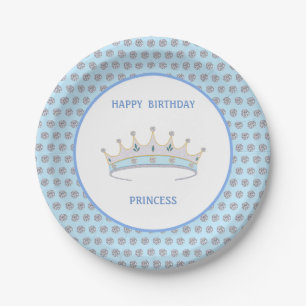 Happy Birthday Princess & Tiara & Diamond Confetti Pappteller