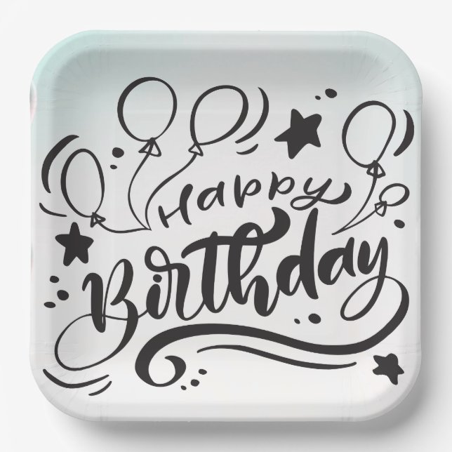 Happy Birthday Printed Custom Niedlich Tellers Pappteller (Vorderseite)