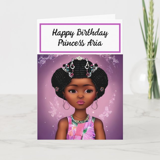 Happy Birthday | Prinzessin Personalisiert Karte (Vorderseite)