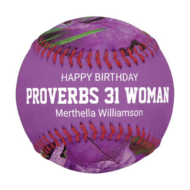 Happy Birthday PROVERBS 31 Custom Lila Floral Baseball (Vorderseite)