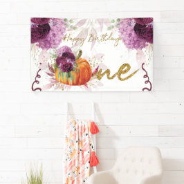 Happy Birthday Pumpkin Burgundy Blume Banner