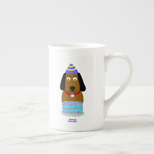 Happy Birthday Pup Bone China Tasse (Rechts)