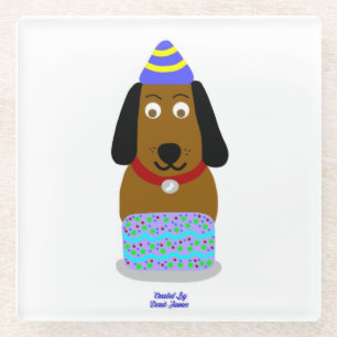 Happy Birthday Pup Glass Untersetzer