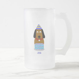 Happy Birthday Pup Große Mattiert Glass Tasse