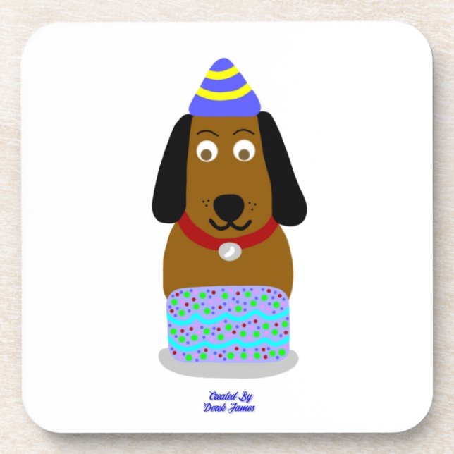Happy Birthday Pup Hard Plastic Untersetzer (Vorderseite)