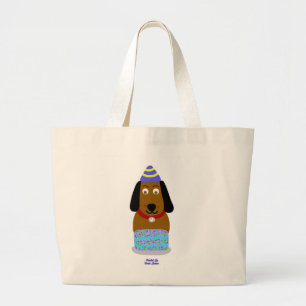 Happy Birthday Pup Jumbo Tote Bag Stoffbeutel