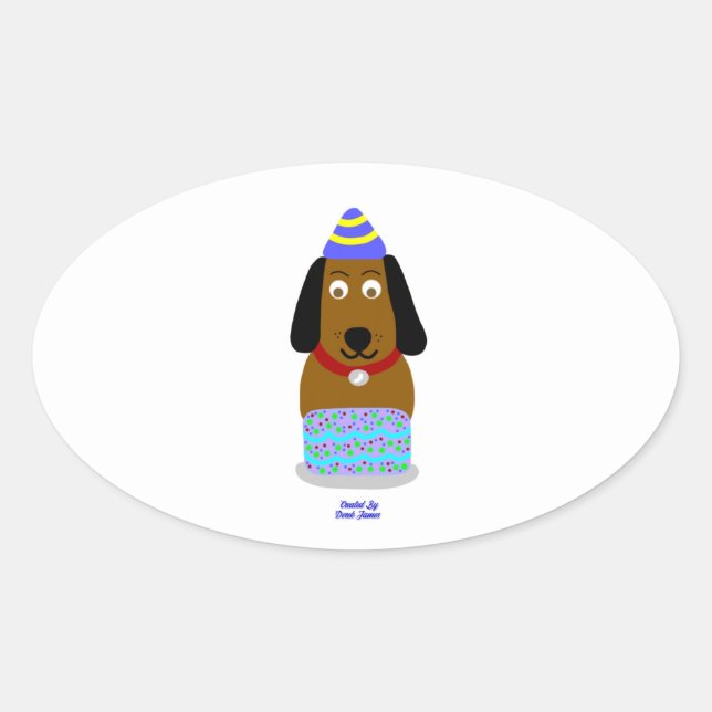 Happy Birthday Pup Oval Sticker (Vorderseite)