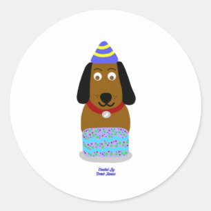 Happy Birthday Pup Round Sticker