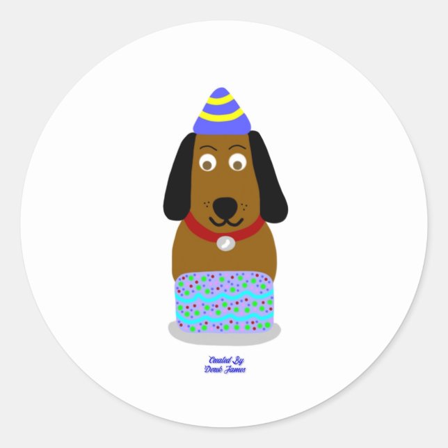 Happy Birthday Pup Round Sticker (Vorderseite)