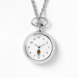 Happy Birthday Pup Silver Necklace Watch Armbanduhr