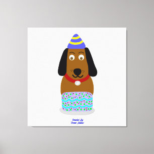 Happy Birthday Pup Stretched Canvas Print Leinwanddruck