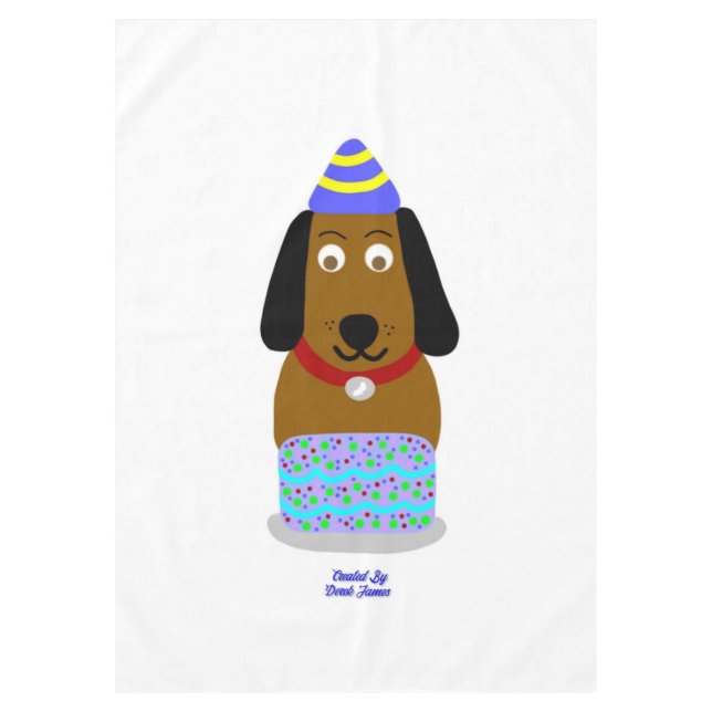 Happy Birthday Pup Tablecloth Tischdecke (Vorderseite)