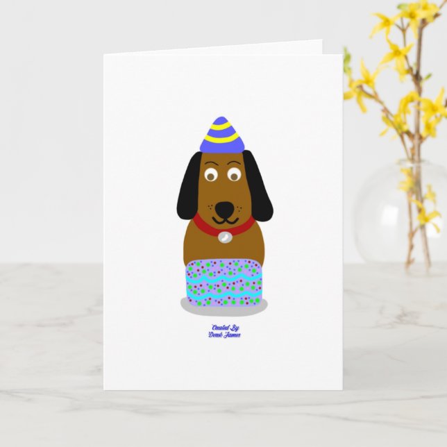 Happy Birthday Pup Vertikale Standard Grußkarte Karte (Gelbe Blume)