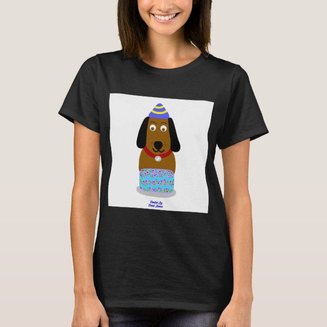 Happy Birthday Pup Women's Black Basic T Shirt (Vorderseite)