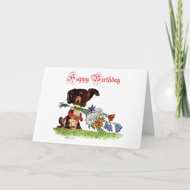 Happy Birthday Puppy Card Karte (Vorderseite)