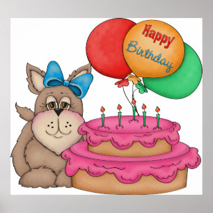Happy Birthday Puppy Poster