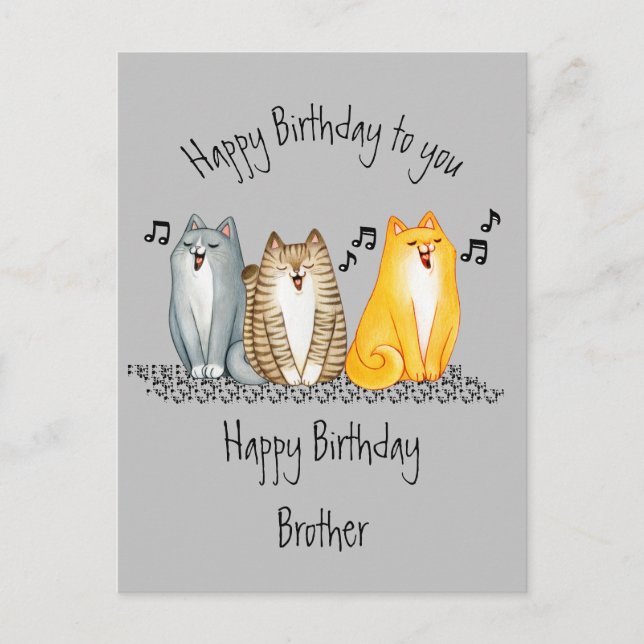 Happy Birthday Purfect Bruder je Niedliche Katzen Postkarte (Vorderseite)