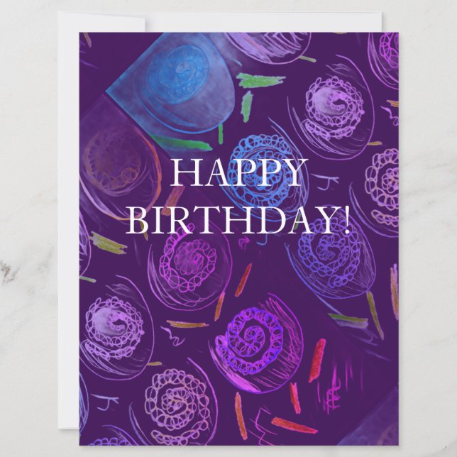HAPPY BIRTHDAY PURPLE FLOWERS Paper Sheet (Vorderseite)