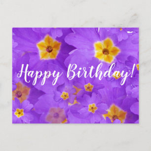 Happy Birthday, Purple Flowers Postcard Postkarte