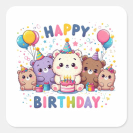 Happy Birthday Quadratischer Aufkleber