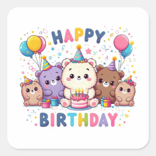 Happy Birthday Quadratischer Aufkleber