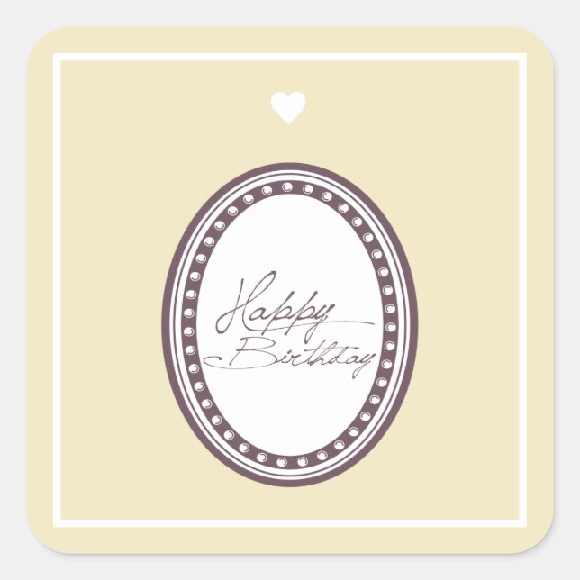 Happy Birthday Quadratischer Aufkleber (Vorderseite)